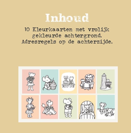 Mapje 10 kleurkaarten Muisjes (geel)