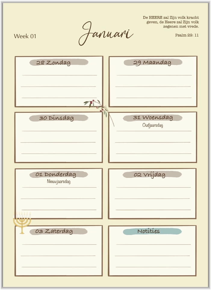 Weeknotitiekalender Vrede