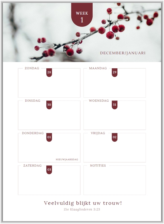 Weekkalender Lichtje voor elke week
