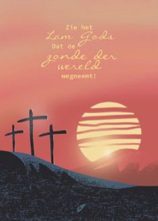 Wenskaart Zie het Lam Gods Pasen