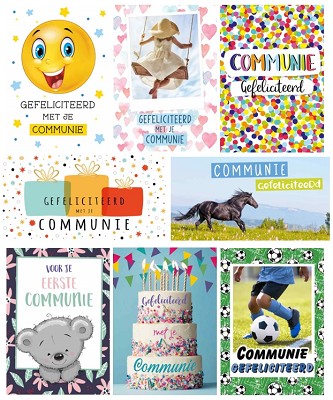 Assortiment Communie 8 x 2 wenskaarten