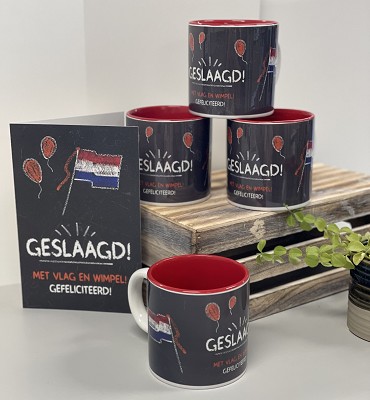 Mok Geslaagd met vlag en wimpel