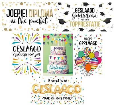 Assortiment Geslaagd 6 x 2 wenskaarten